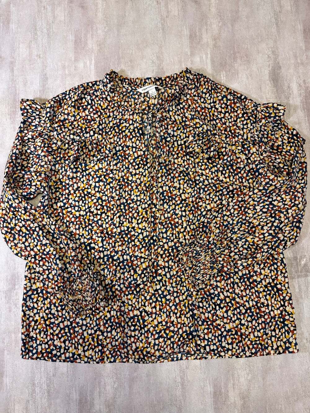 Counterparts Women's Ruffle Detail‎ Long Sleeve Blouse Size L